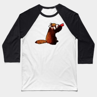 Red panda drinking from a red can Baseball T-Shirt